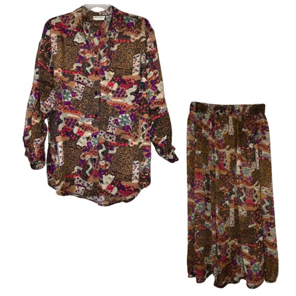 Vintage Jane Ashely Womens 2pc Blouse and Skirt Set Size Medium - Picture 1 of 17
